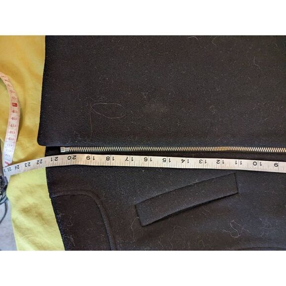 Maje h14 gentia black wool cashmere and leather  jacket off center zip sz 40 euc - Picture 5 of 6